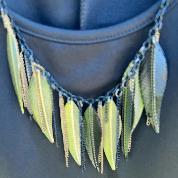 Black Sleeveless Top with Metal Feathers Adorned by Free Kisses XL - Picture 2 of 4